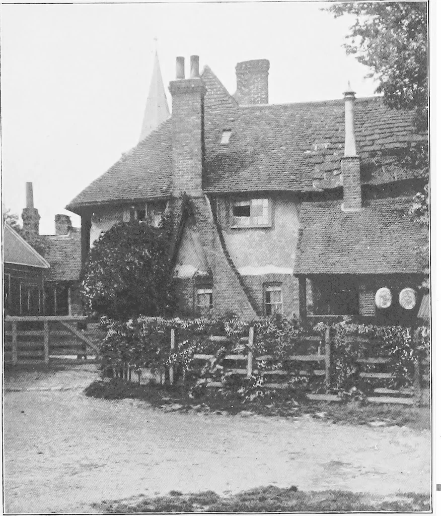 An illustration from Picturesque English cottages and their doorway gardens, 1905, leaf 48