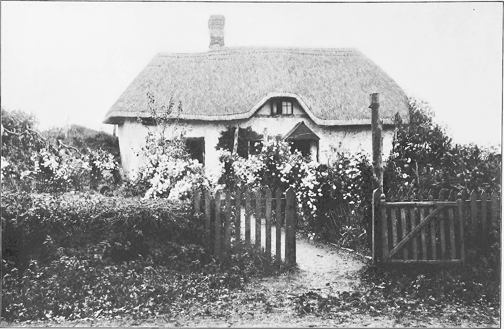An illustration from Picturesque English cottages and their doorway gardens, 1905, leaf 49