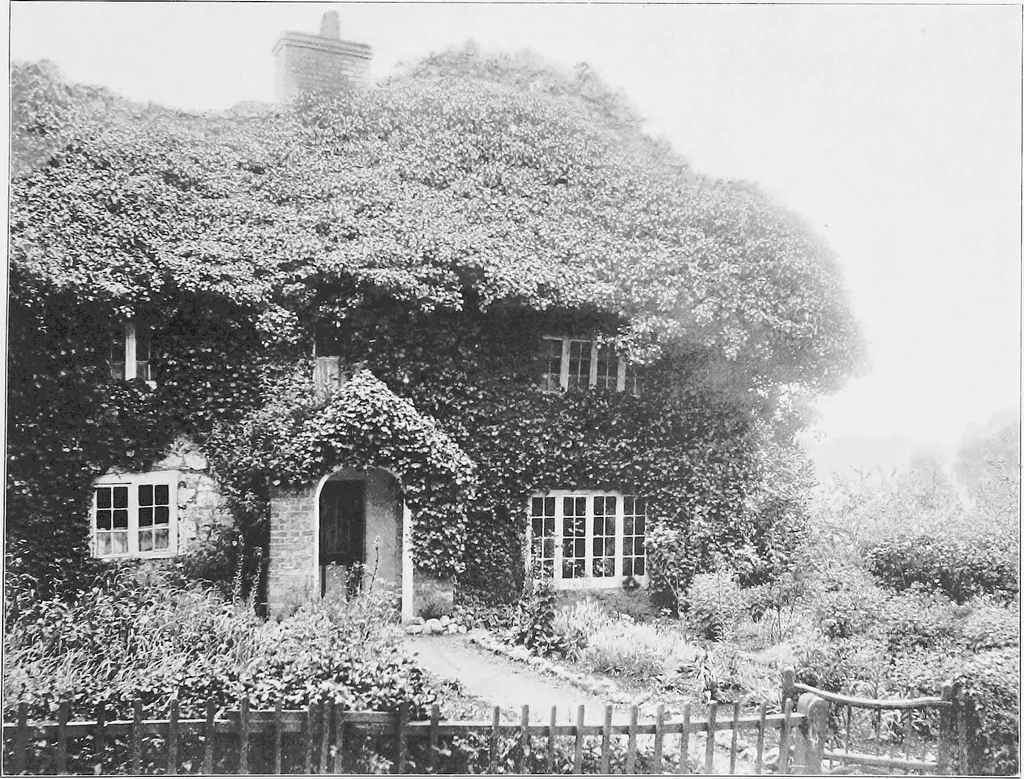 An illustration from Picturesque English cottages and their doorway gardens, 1905, leaf 60