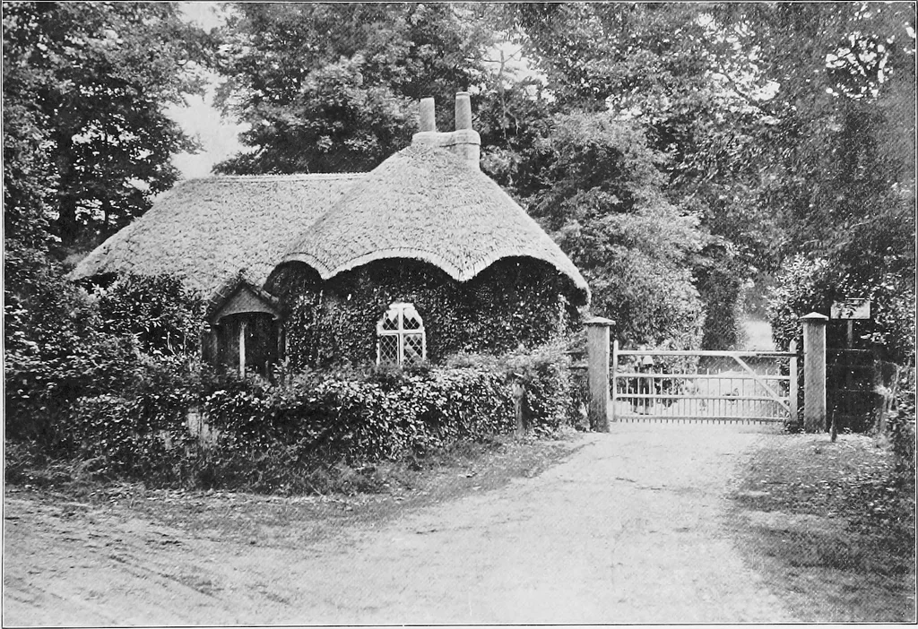 An illustration from Picturesque English cottages and their doorway gardens, 1905, leaf 64