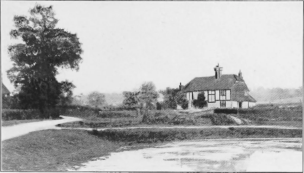 An illustration from Picturesque English cottages and their doorway gardens, 1905, leaf 68