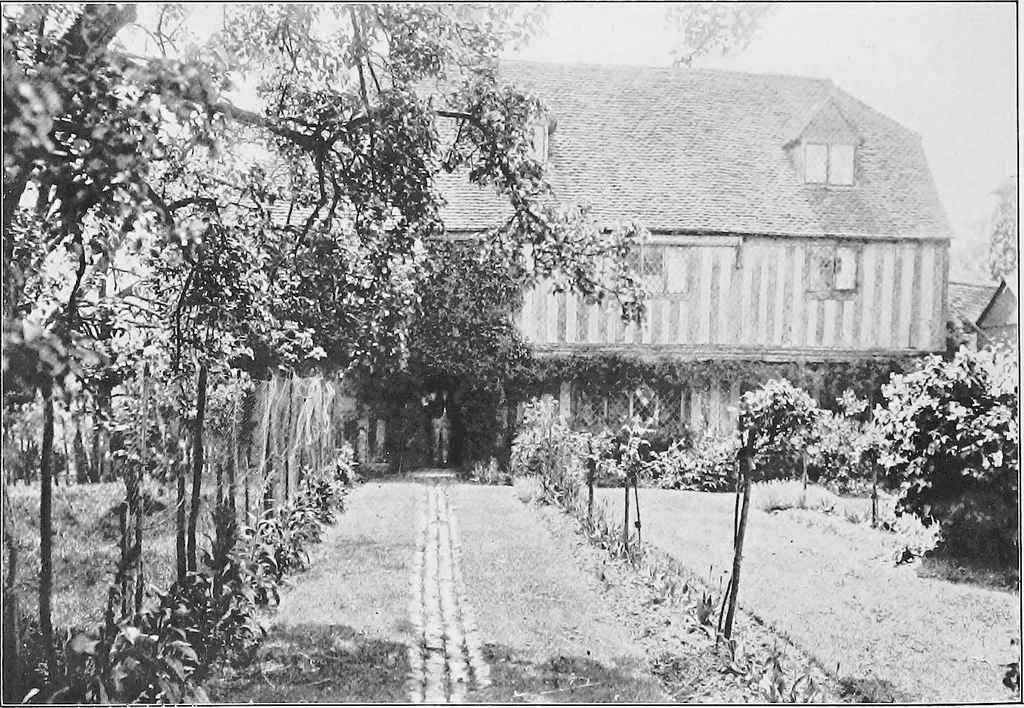An illustration from Picturesque English cottages and their doorway gardens, 1905, leaf 81