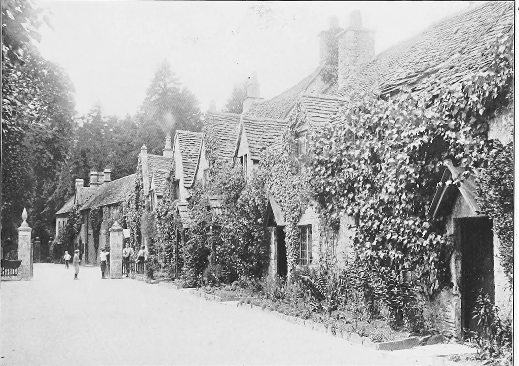 An illustration from Picturesque English cottages and their doorway gardens, 1905, leaf 82