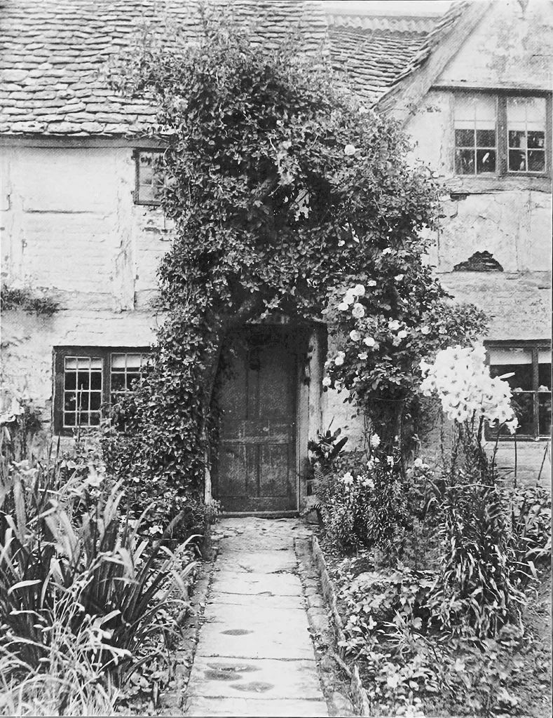 An illustration from Picturesque English cottages and their doorway gardens, 1905, leaf 83