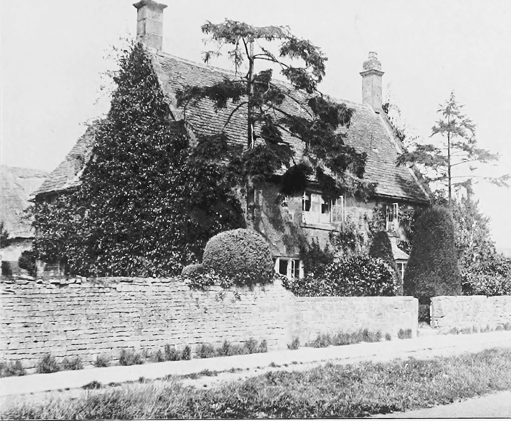 An illustration from Picturesque English cottages and their doorway gardens, 1905, leaf 84