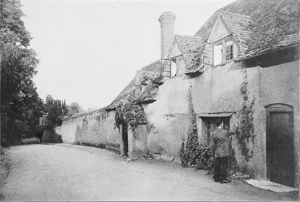 An illustration from Picturesque English cottages and their doorway gardens, 1905, leaf 90
