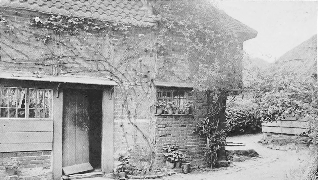 An illustration from Picturesque English cottages and their doorway gardens, 1905, leaf 93