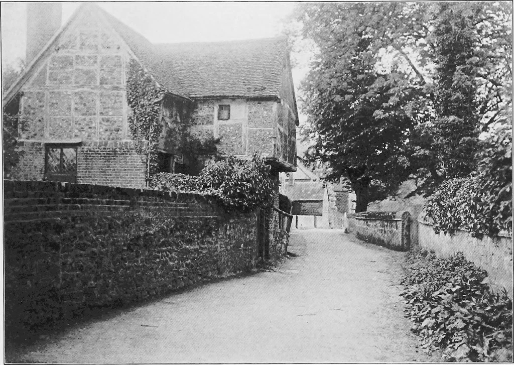 An illustration from Picturesque English cottages and their doorway gardens, 1905, leaf 94