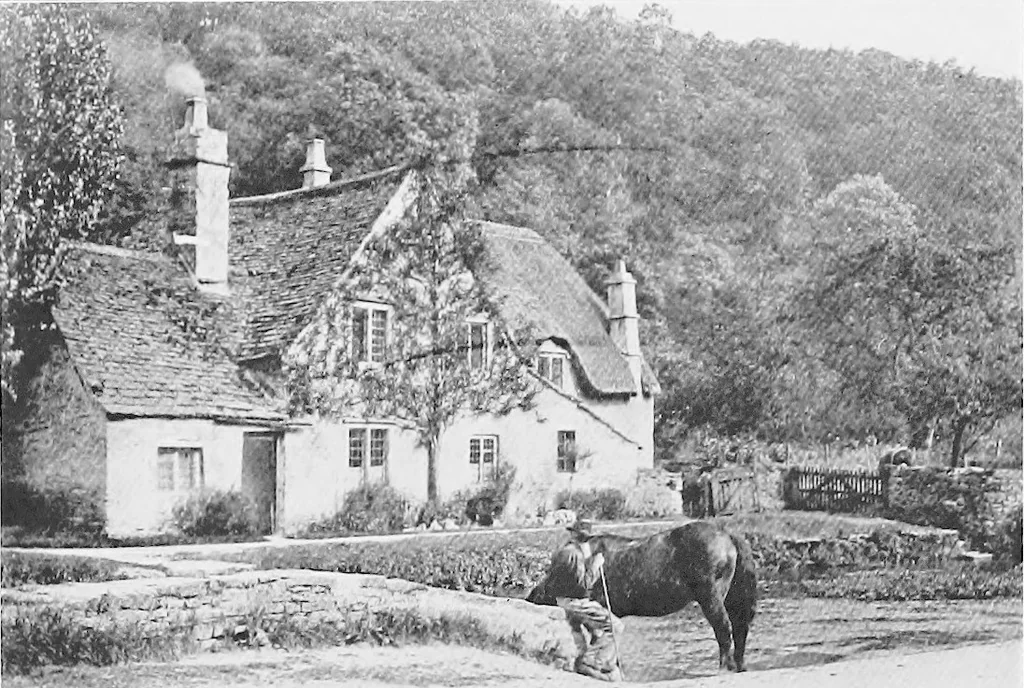 An illustration from Picturesque English cottages and their doorway gardens, 1905, leaf 95