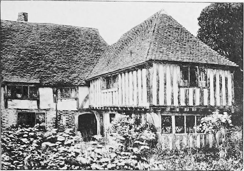 An illustration from Picturesque English cottages and their doorway gardens, 1905, leaf 98