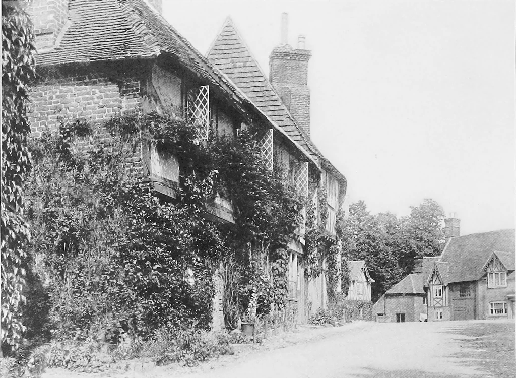 An illustration from Picturesque English cottages and their doorway gardens, 1905, leaf 99