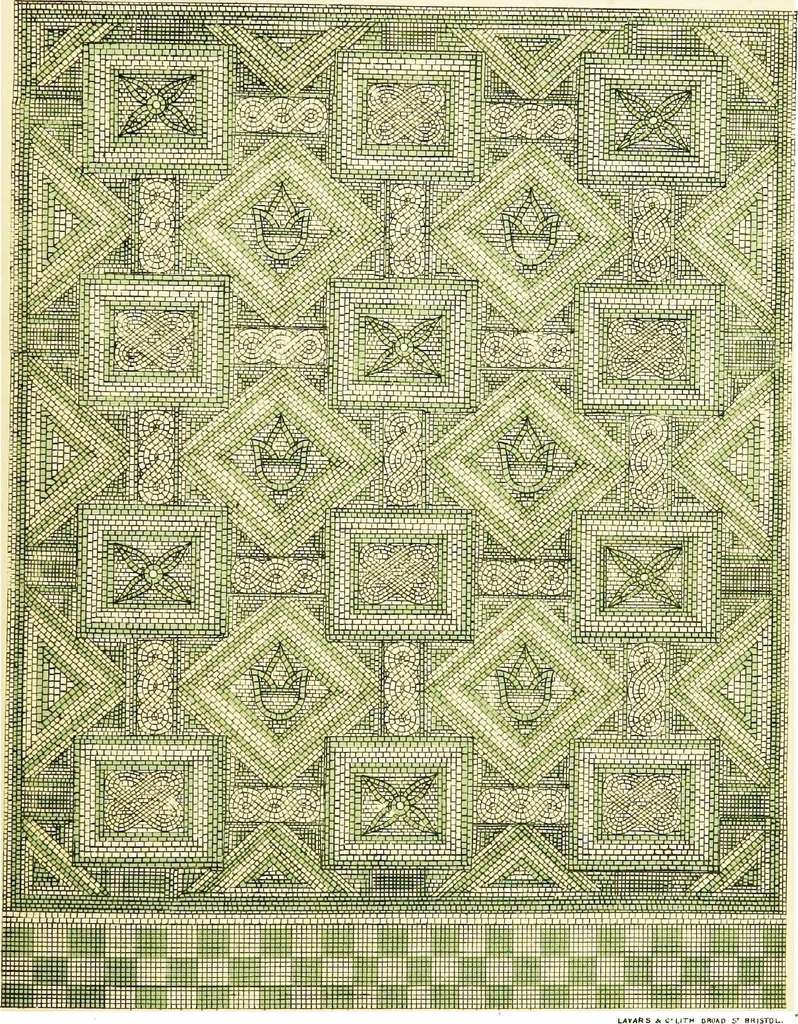 An illustration from Leadless decorative tiles, faience, and mosaic, comprising notes and excerpts on the history, materials, manufacture & use of ornamental flooring tiles, ceramic mosaic, and decorative tiles and faience, 1904, leaf 106