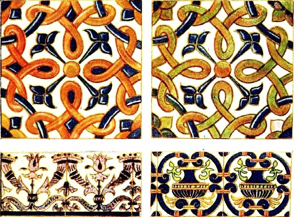An illustration from Leadless decorative tiles, faience, and mosaic, comprising notes and excerpts on the history, materials, manufacture & use of ornamental flooring tiles, ceramic mosaic, and decorative tiles and faience, 1904, leaf 162