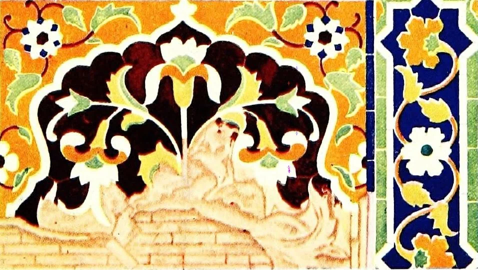 An illustration from Leadless decorative tiles, faience, and mosaic, comprising notes and excerpts on the history, materials, manufacture & use of ornamental flooring tiles, ceramic mosaic, and decorative tiles and faience, 1904, leaf 184