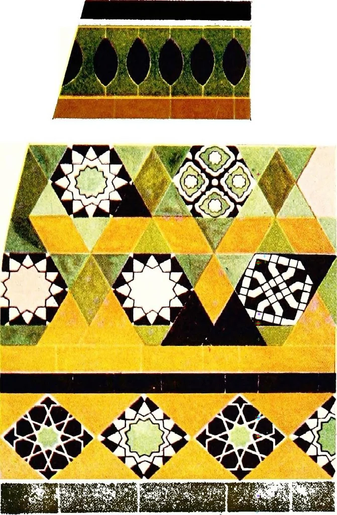 An illustration from Leadless decorative tiles, faience, and mosaic, comprising notes and excerpts on the history, materials, manufacture & use of ornamental flooring tiles, ceramic mosaic, and decorative tiles and faience, 1904, leaf 192