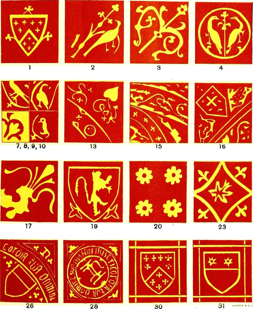 An illustration from Leadless decorative tiles, faience, and mosaic, comprising notes and excerpts on the history, materials, manufacture & use of ornamental flooring tiles, ceramic mosaic, and decorative tiles and faience, 1904, leaf 212