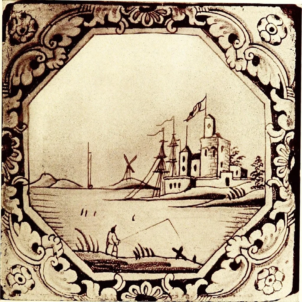 An illustration from Leadless decorative tiles, faience, and mosaic, comprising notes and excerpts on the history, materials, manufacture & use of ornamental flooring tiles, ceramic mosaic, and decorative tiles and faience, 1904, leaf 242