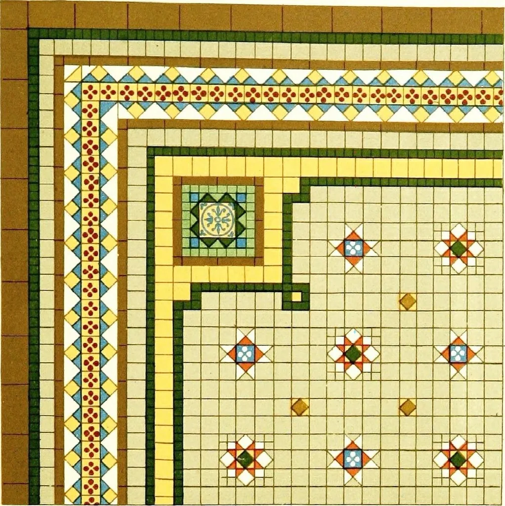 An illustration from Leadless decorative tiles, faience, and mosaic, comprising notes and excerpts on the history, materials, manufacture & use of ornamental flooring tiles, ceramic mosaic, and decorative tiles and faience, 1904, leaf 318