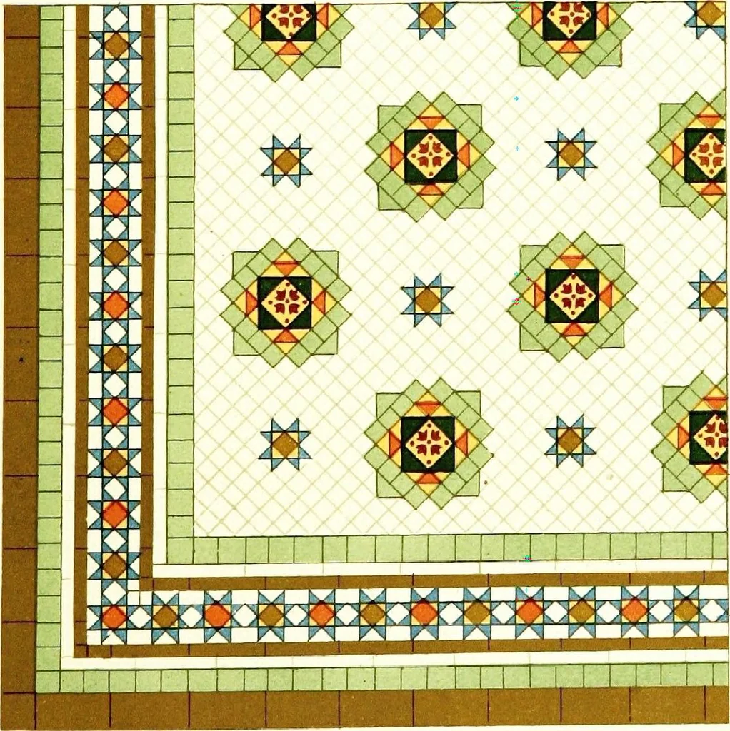 An illustration from Leadless decorative tiles, faience, and mosaic, comprising notes and excerpts on the history, materials, manufacture & use of ornamental flooring tiles, ceramic mosaic, and decorative tiles and faience, 1904, leaf 318