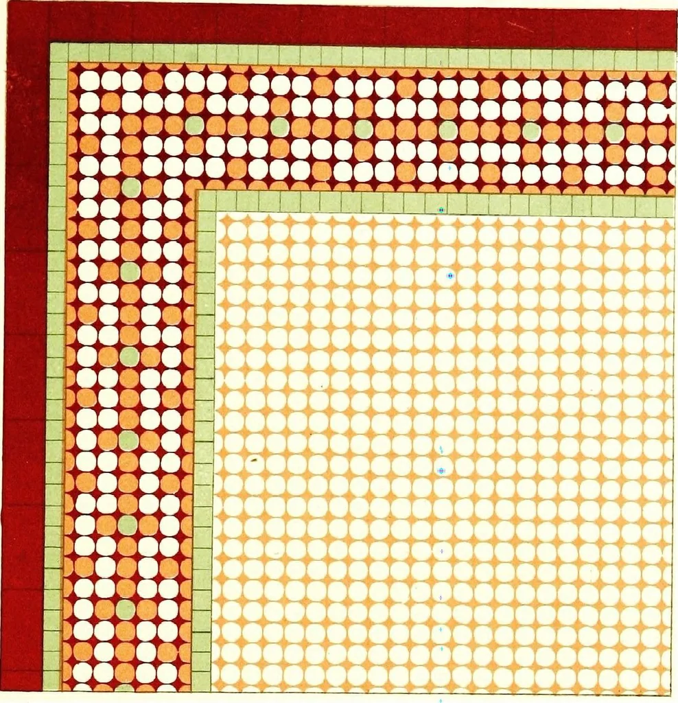 An illustration from Leadless decorative tiles, faience, and mosaic, comprising notes and excerpts on the history, materials, manufacture & use of ornamental flooring tiles, ceramic mosaic, and decorative tiles and faience, 1904, leaf 322