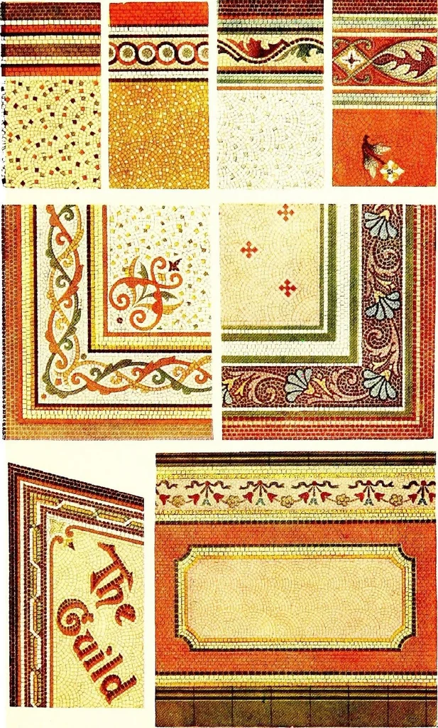 An illustration from Leadless decorative tiles, faience, and mosaic, comprising notes and excerpts on the history, materials, manufacture & use of ornamental flooring tiles, ceramic mosaic, and decorative tiles and faience, 1904, leaf 636