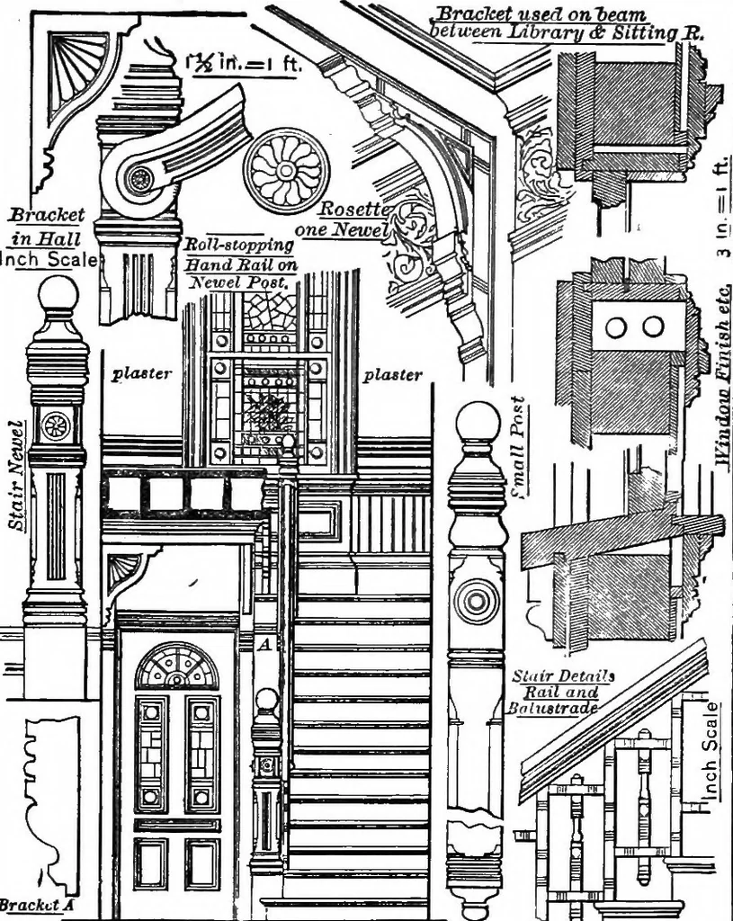 An illustration from American cottages; consisting of fouty-four large quarto plates, containing original designs of medium and low cost cottages, seaside and country houses. Also, a club house, pavilion .., 1883, leaf 100