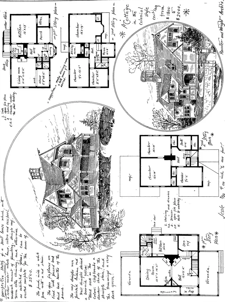 An illustration from American cottages; consisting of fouty-four large quarto plates, containing original designs of medium and low cost cottages, seaside and country houses. Also, a club house, pavilion .., 1883, leaf 26
