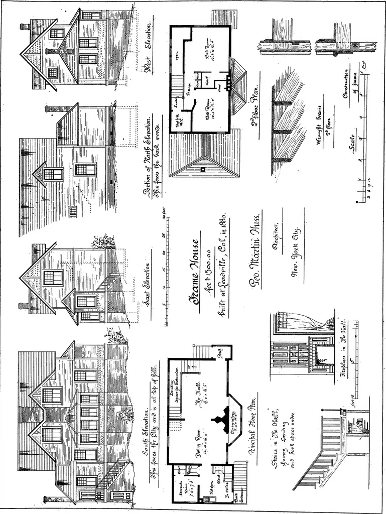 An illustration from American cottages; consisting of fouty-four large quarto plates, containing original designs of medium and low cost cottages, seaside and country houses. Also, a club house, pavilion .., 1883, leaf 28