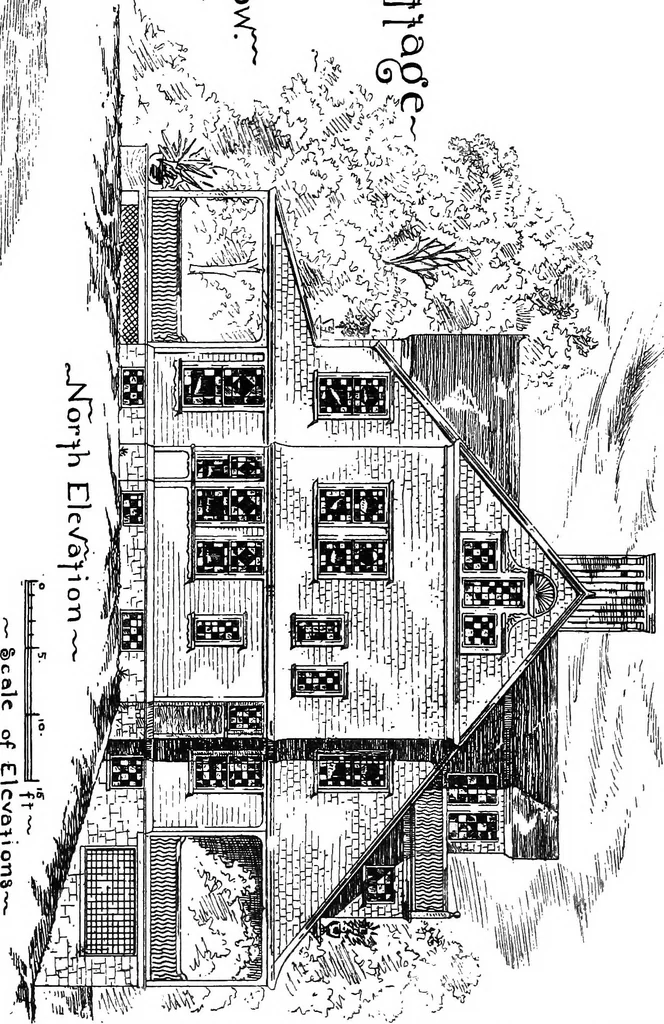 An illustration from American cottages; consisting of fouty-four large quarto plates, containing original designs of medium and low cost cottages, seaside and country houses. Also, a club house, pavilion .., 1883, leaf 32