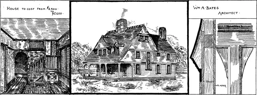 An illustration from American cottages; consisting of fouty-four large quarto plates, containing original designs of medium and low cost cottages, seaside and country houses. Also, a club house, pavilion .., 1883, leaf 36