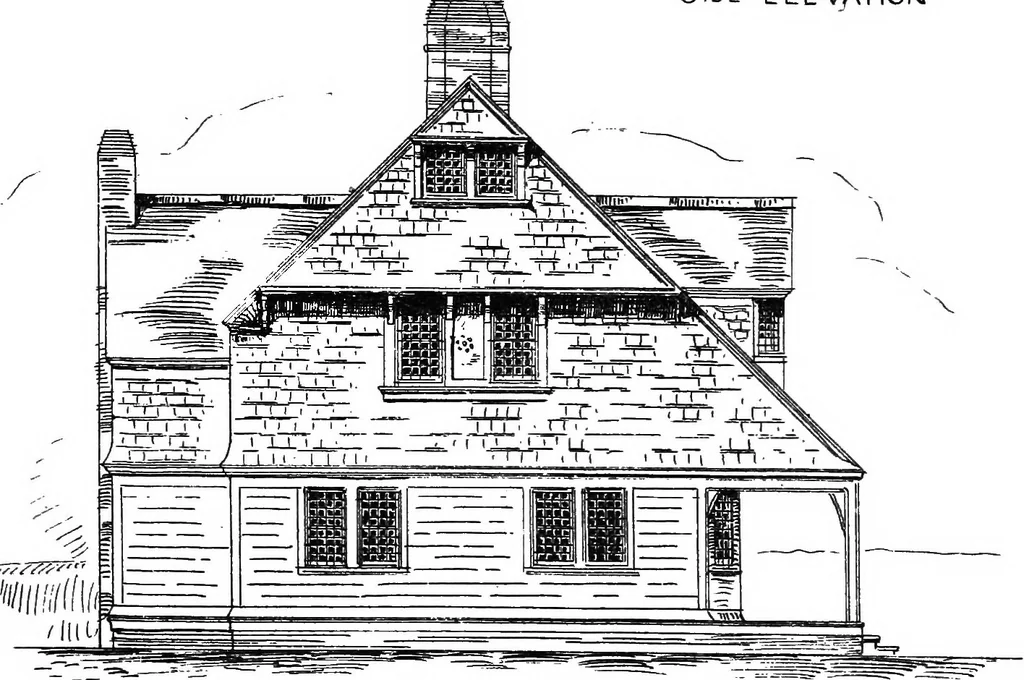 An illustration from American cottages; consisting of fouty-four large quarto plates, containing original designs of medium and low cost cottages, seaside and country houses. Also, a club house, pavilion .., 1883, leaf 36