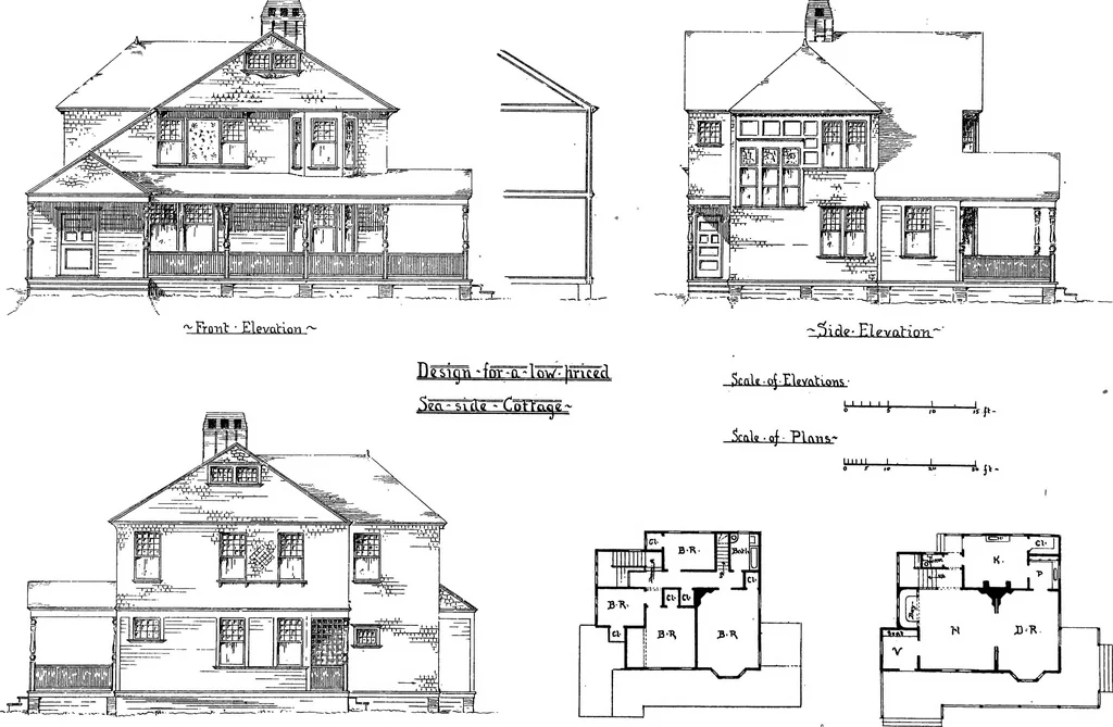 An illustration from American cottages; consisting of fouty-four large quarto plates, containing original designs of medium and low cost cottages, seaside and country houses. Also, a club house, pavilion .., 1883, leaf 38