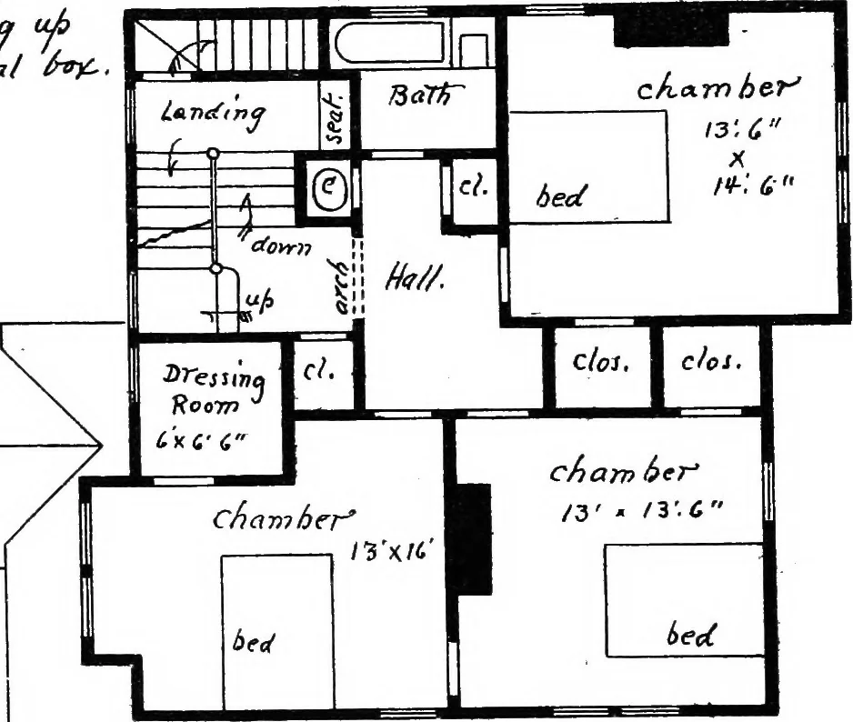 An illustration from American cottages; consisting of fouty-four large quarto plates, containing original designs of medium and low cost cottages, seaside and country houses. Also, a club house, pavilion .., 1883, leaf 48