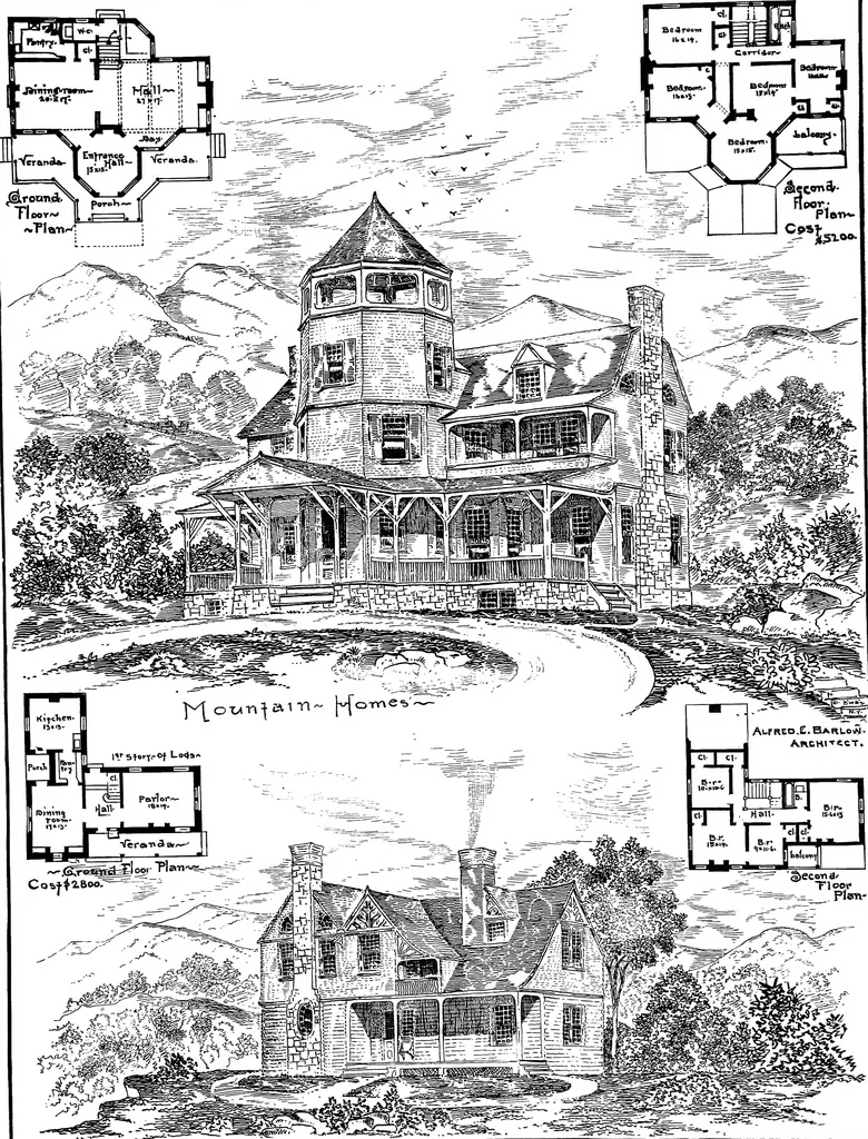 An illustration from American cottages; consisting of fouty-four large quarto plates, containing original designs of medium and low cost cottages, seaside and country houses. Also, a club house, pavilion .., 1883, leaf 50