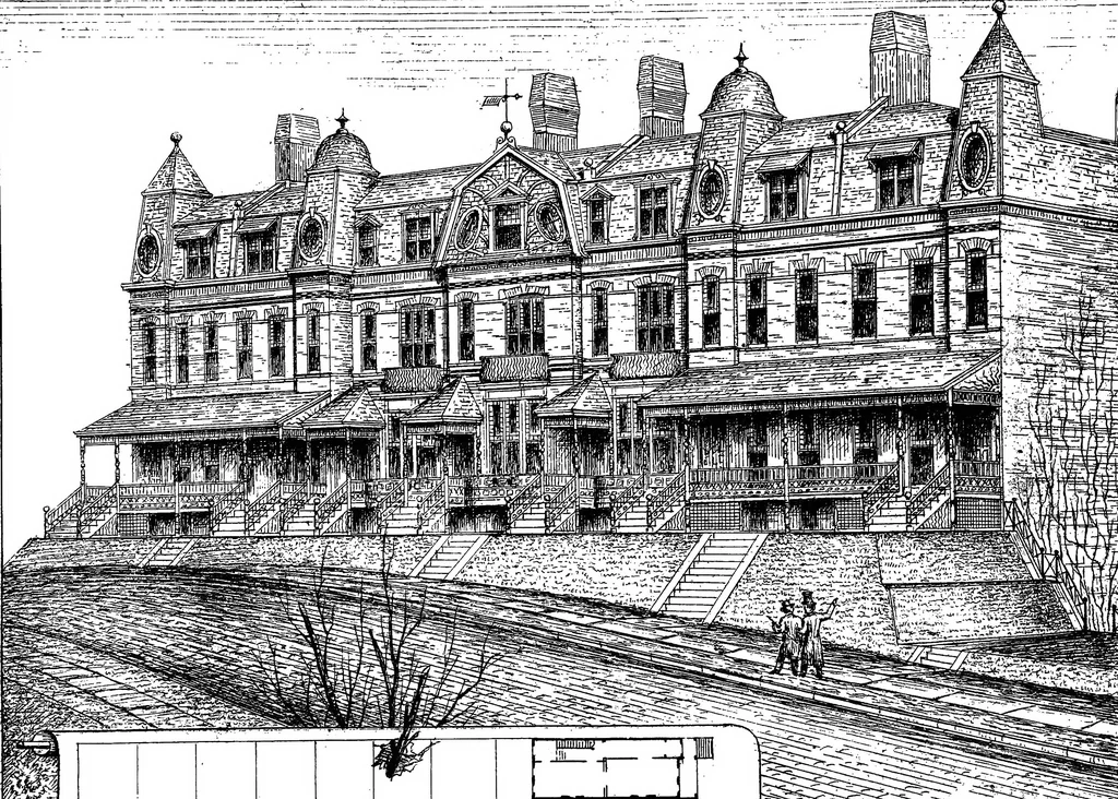 An illustration from American cottages; consisting of fouty-four large quarto plates, containing original designs of medium and low cost cottages, seaside and country houses. Also, a club house, pavilion .., 1883, leaf 53
