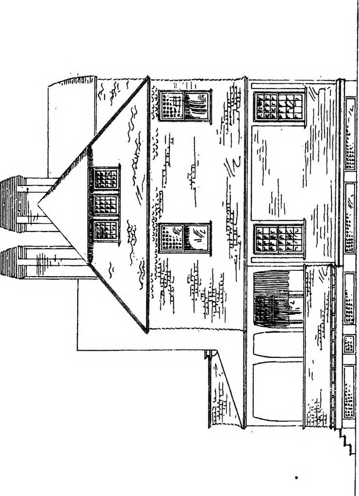 An illustration from American cottages; consisting of fouty-four large quarto plates, containing original designs of medium and low cost cottages, seaside and country houses. Also, a club house, pavilion .., 1883, leaf 56