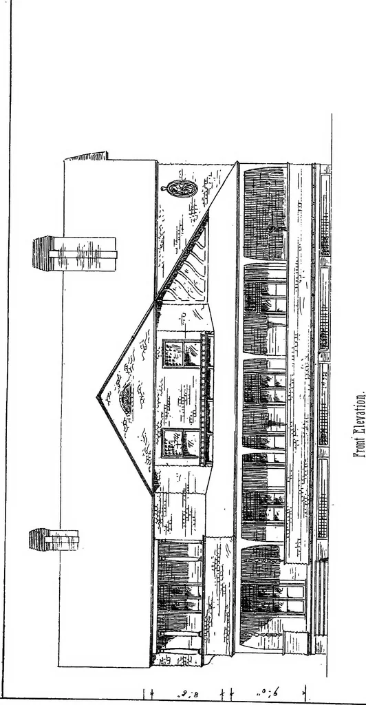 An illustration from American cottages; consisting of fouty-four large quarto plates, containing original designs of medium and low cost cottages, seaside and country houses. Also, a club house, pavilion .., 1883, leaf 58