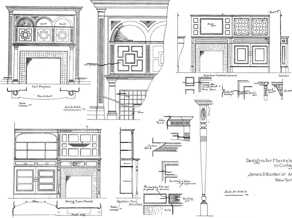 An illustration from American cottages; consisting of fouty-four large quarto plates, containing original designs of medium and low cost cottages, seaside and country houses. Also, a club house, pavilion .., 1883, leaf 62