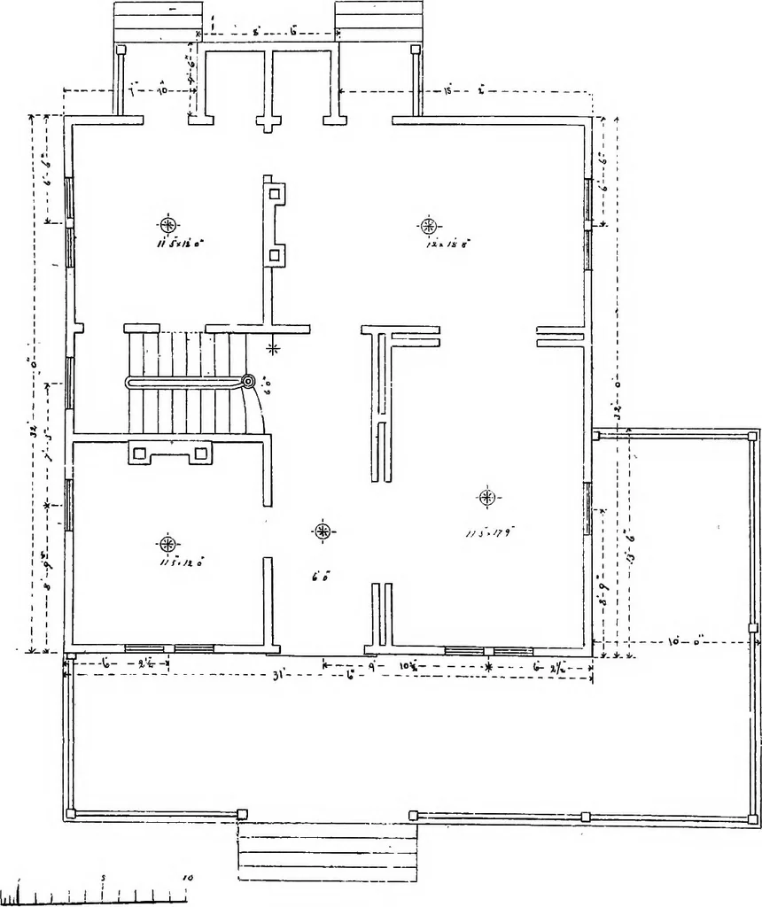 An illustration from American cottages; consisting of fouty-four large quarto plates, containing original designs of medium and low cost cottages, seaside and country houses. Also, a club house, pavilion .., 1883, leaf 68