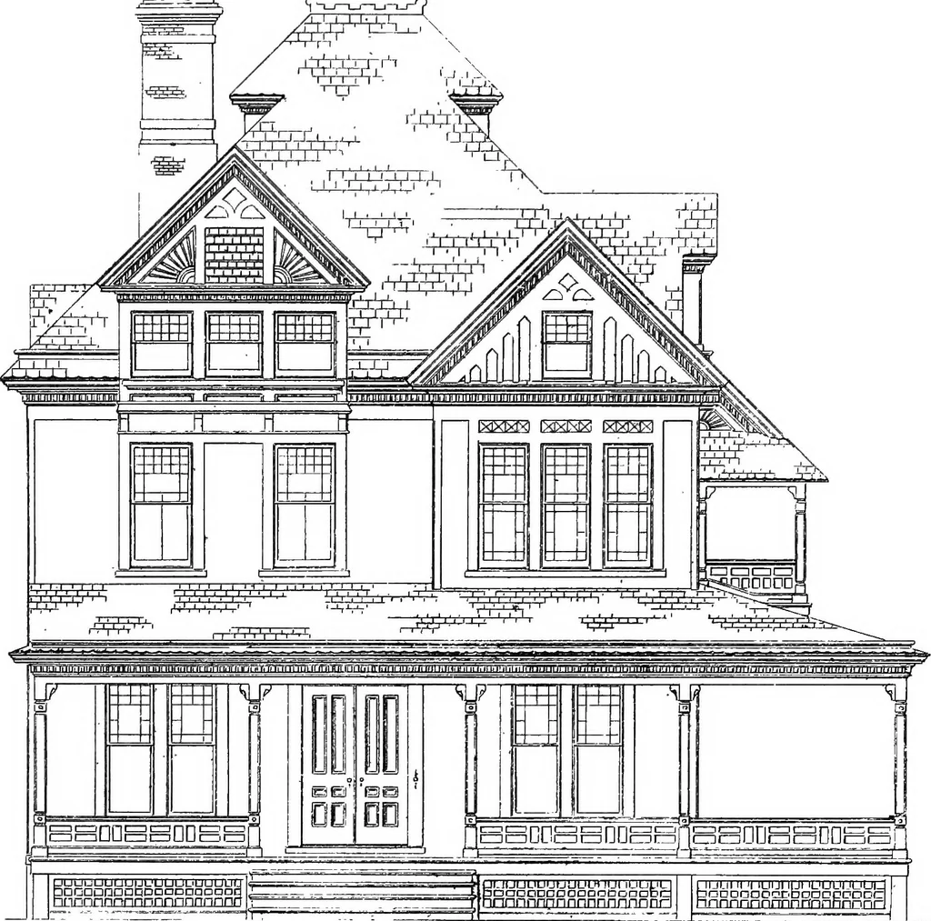 An illustration from American cottages; consisting of fouty-four large quarto plates, containing original designs of medium and low cost cottages, seaside and country houses. Also, a club house, pavilion .., 1883, leaf 70