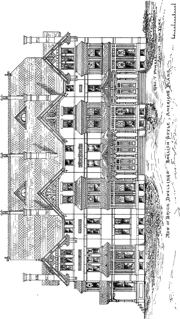 An illustration from American cottages; consisting of fouty-four large quarto plates, containing original designs of medium and low cost cottages, seaside and country houses. Also, a club house, pavilion .., 1883, leaf 82