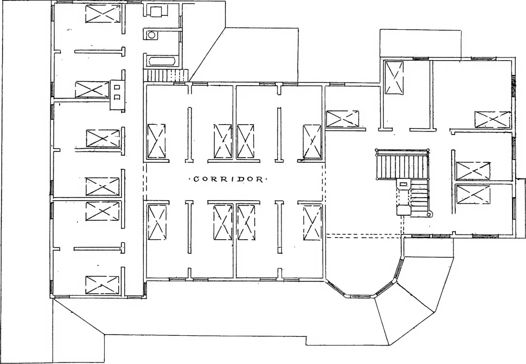 An illustration from American cottages; consisting of fouty-four large quarto plates, containing original designs of medium and low cost cottages, seaside and country houses. Also, a club house, pavilion .., 1883, leaf 90