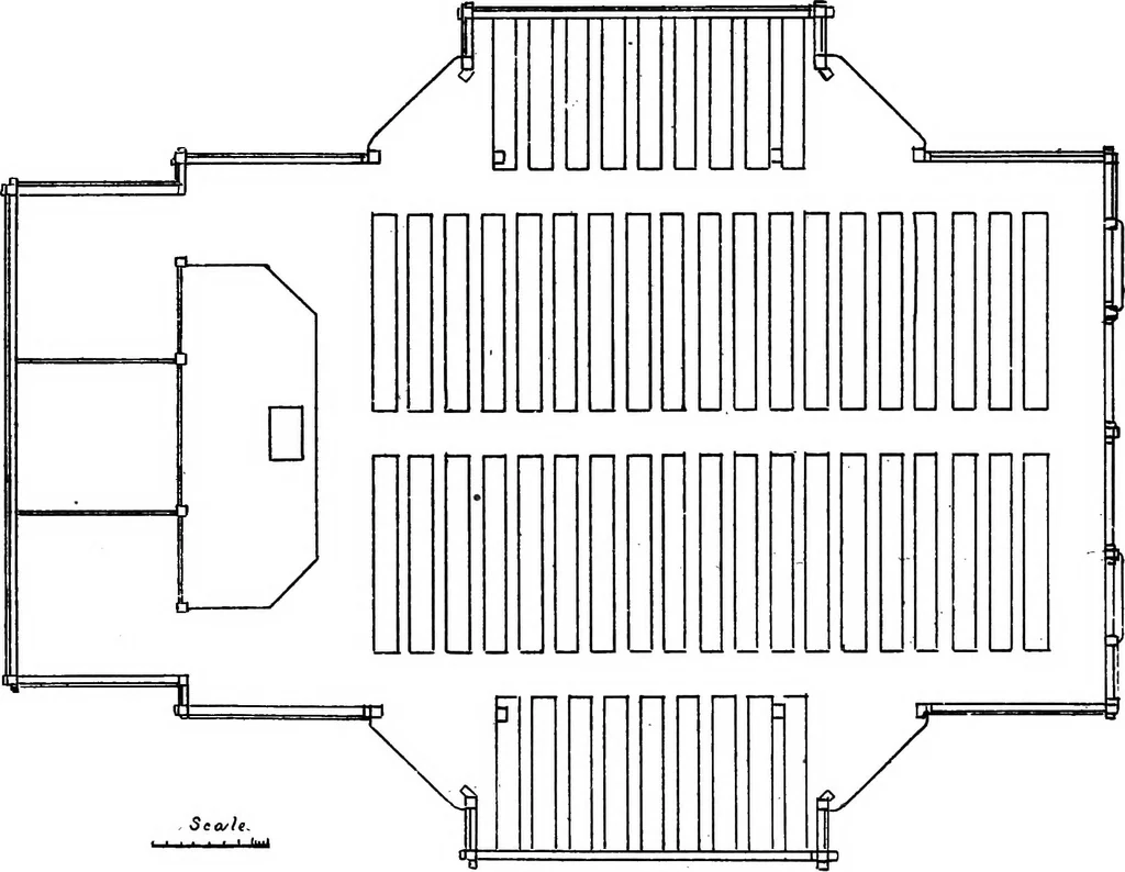 An illustration from American cottages; consisting of fouty-four large quarto plates, containing original designs of medium and low cost cottages, seaside and country houses. Also, a club house, pavilion .., 1883, leaf 92