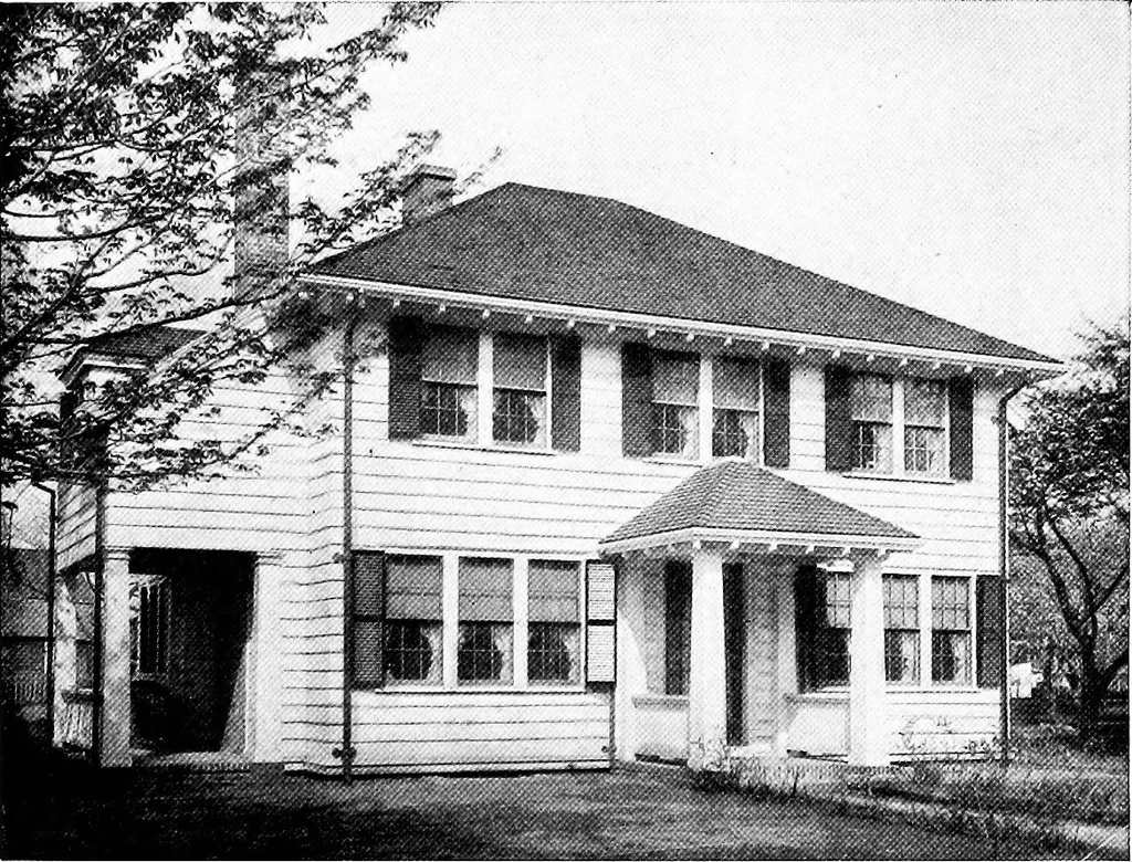 An illustration from Inexpensive homes of individuality; being a collection of photographs and floor plans illustrating certain of America's best country and suburban homes of moderate size, 1915, leaf 21