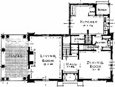 An illustration from Inexpensive homes of individuality; being a collection of photographs and floor plans illustrating certain of America's best country and suburban homes of moderate size, 1915, leaf 28