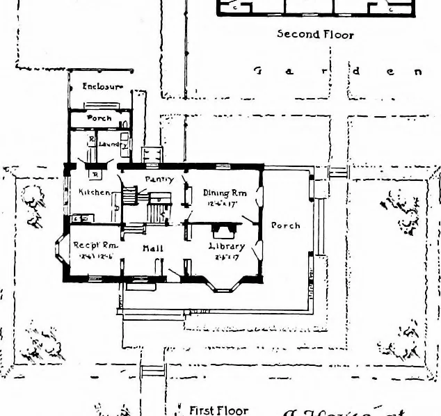An illustration from Inexpensive homes of individuality; being a collection of photographs and floor plans illustrating certain of America's best country and suburban homes of moderate size, 1915, leaf 32