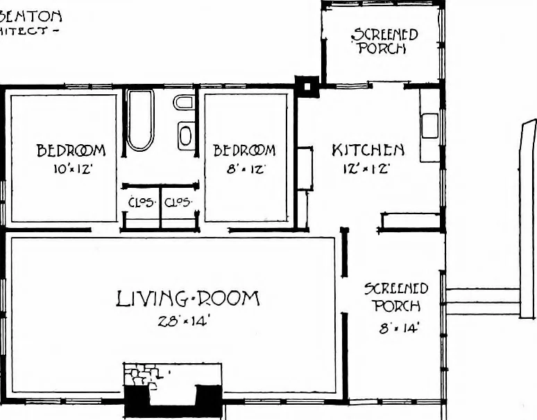 An illustration from Inexpensive homes of individuality; being a collection of photographs and floor plans illustrating certain of America's best country and suburban homes of moderate size, 1915, leaf 33