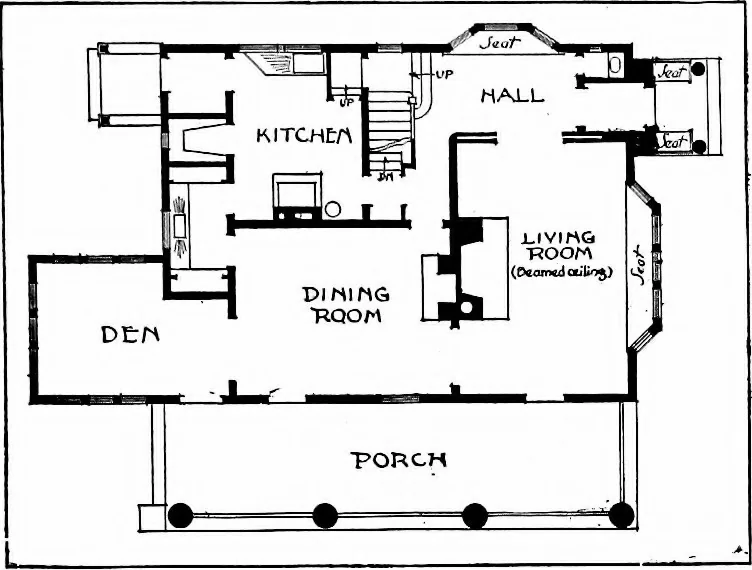 An illustration from Inexpensive homes of individuality; being a collection of photographs and floor plans illustrating certain of America's best country and suburban homes of moderate size, 1915, leaf 36
