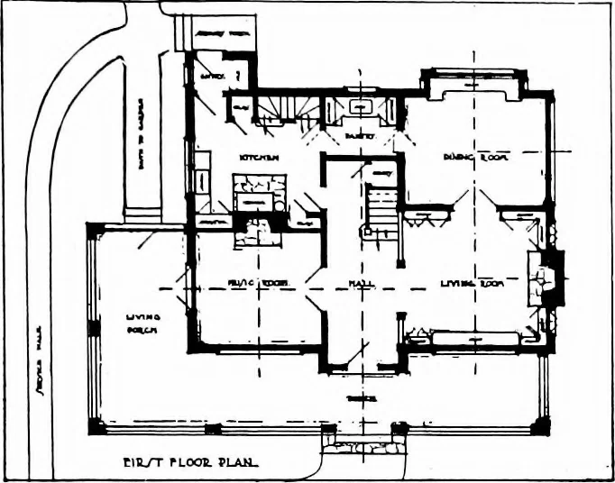 An illustration from Inexpensive homes of individuality; being a collection of photographs and floor plans illustrating certain of America's best country and suburban homes of moderate size, 1915, leaf 38