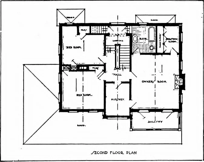 An illustration from Inexpensive homes of individuality; being a collection of photographs and floor plans illustrating certain of America's best country and suburban homes of moderate size, 1915, leaf 38